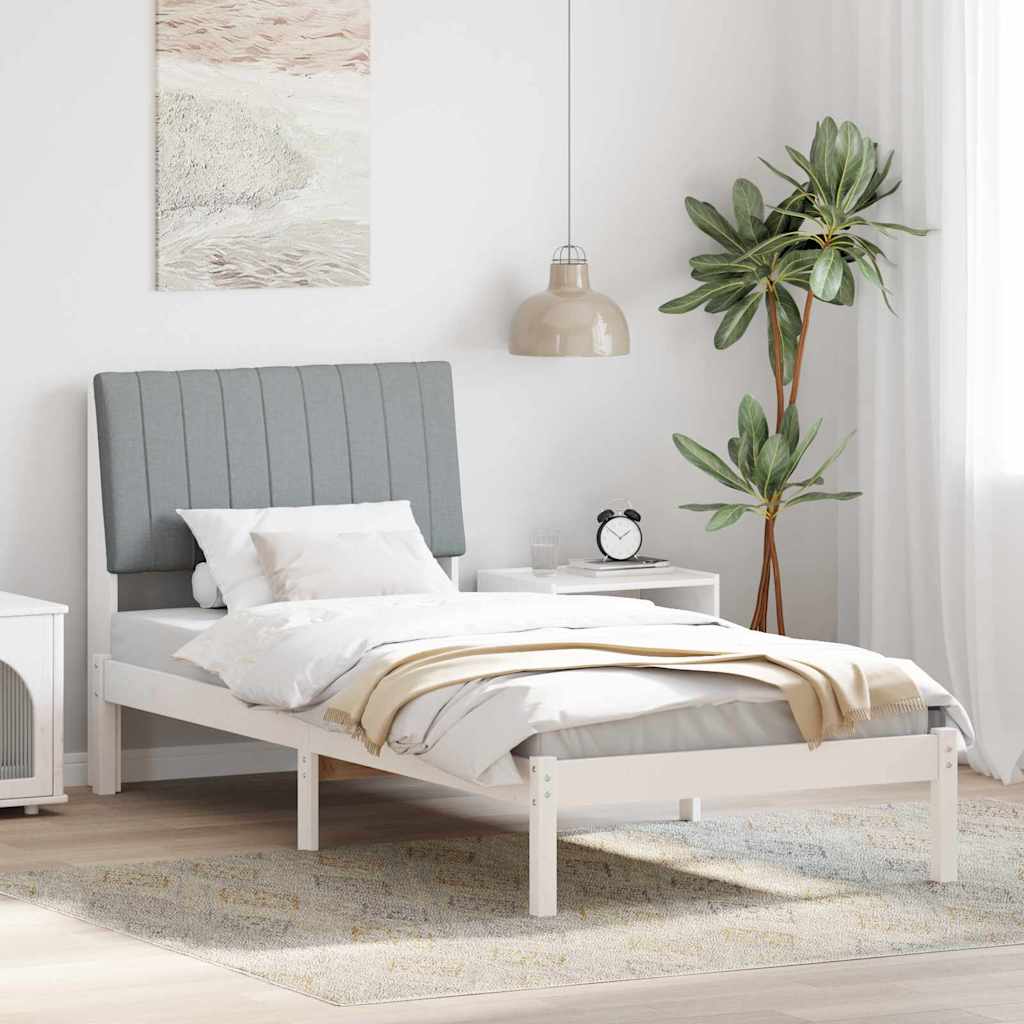 Bedframe met hoofdeinde Wit 90 x 190 cm Stof