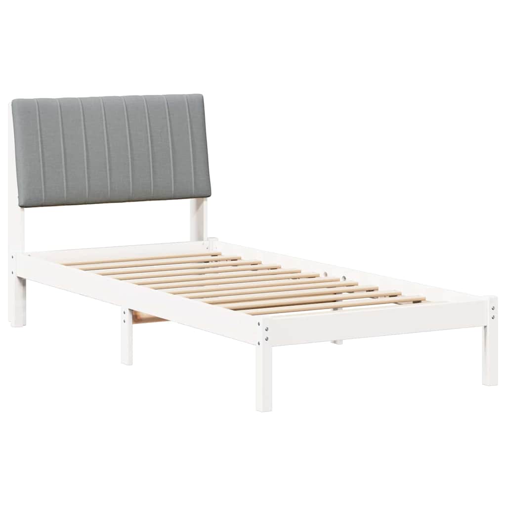 Bedframe met hoofdeinde Wit 90 x 190 cm Stof