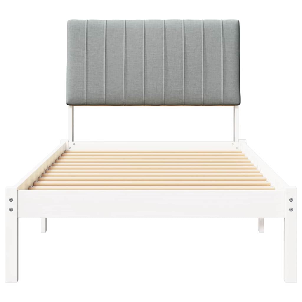 Bedframe met hoofdeinde Wit 90 x 190 cm Stof