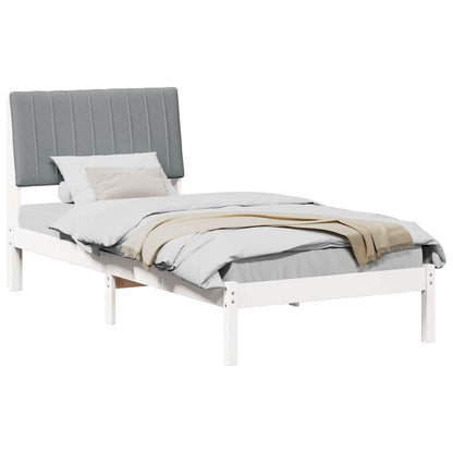 Bedframe met hoofdeinde Wit 90 x 190 cm Stof