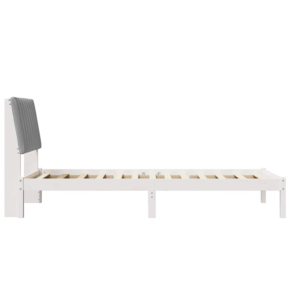 Bedframe met hoofdeinde Wit 90 x 190 cm Stof