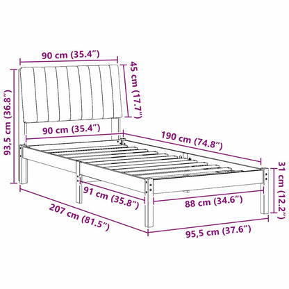 Bedframe met hoofdeinde Wit 90 x 190 cm Stof