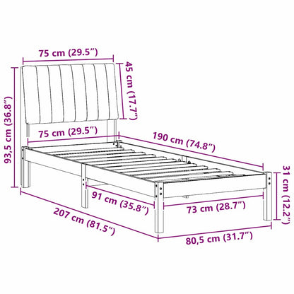 Bedframe met hoofdeinde Bruin 75 x 190 cm Stof