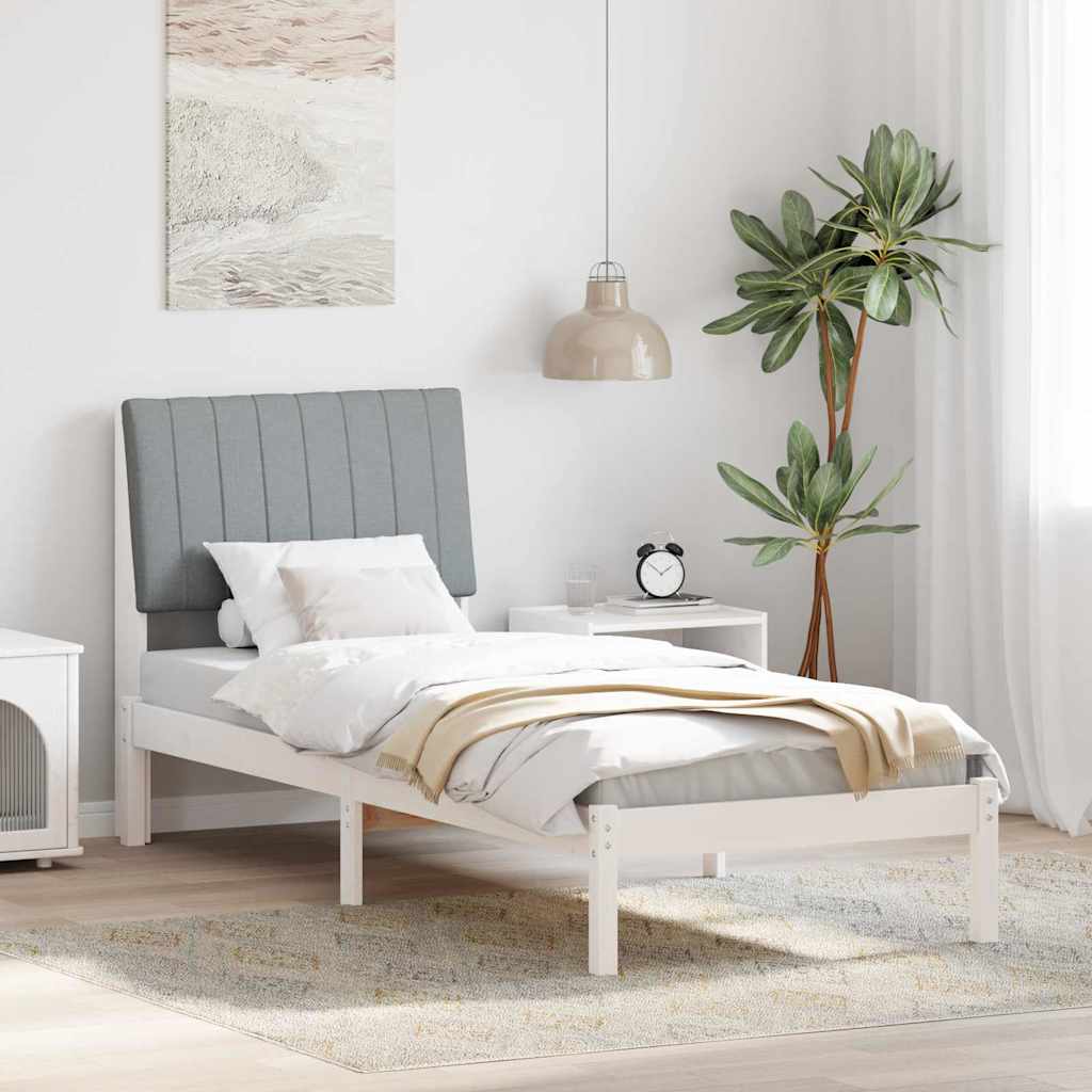 Bedframe met hoofdeinde Wit 75 x 190 cm Stof