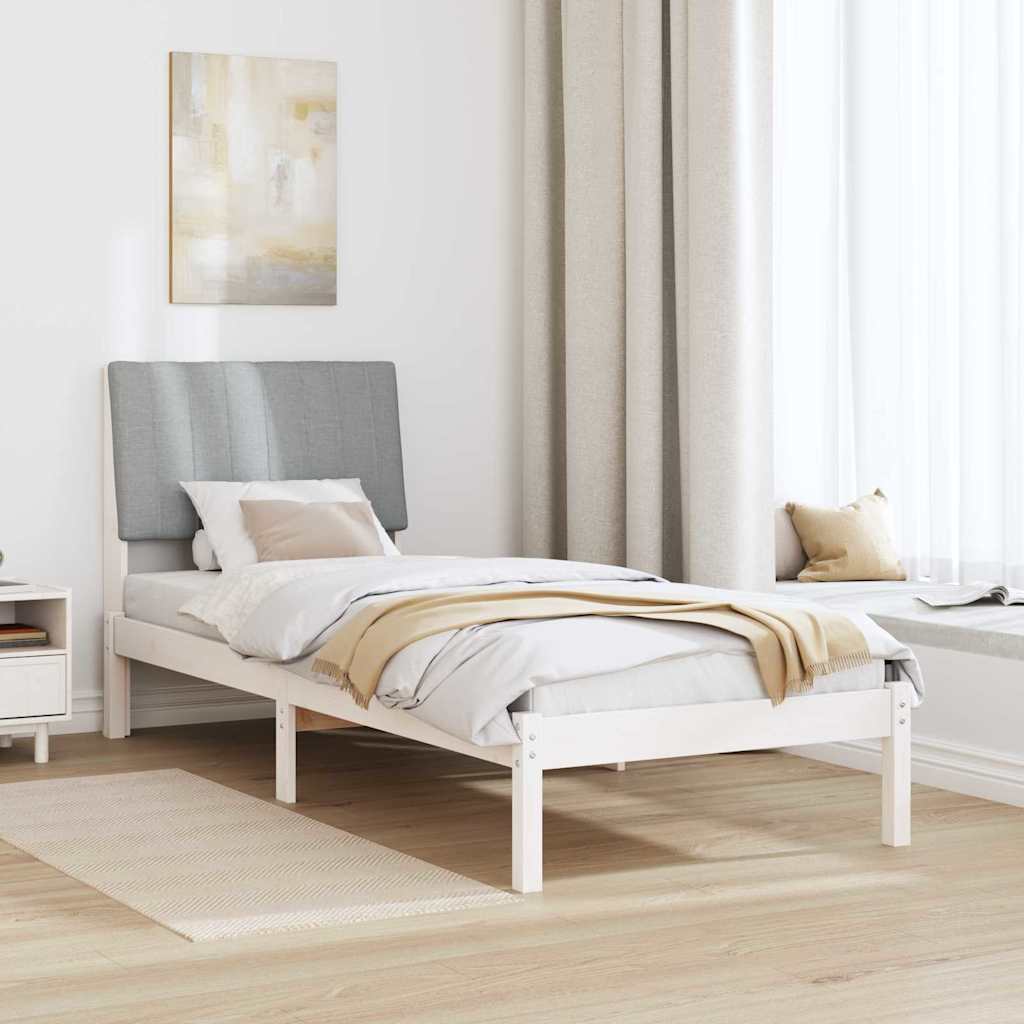 Bedframe met hoofdeinde Wit 75 x 190 cm Stof