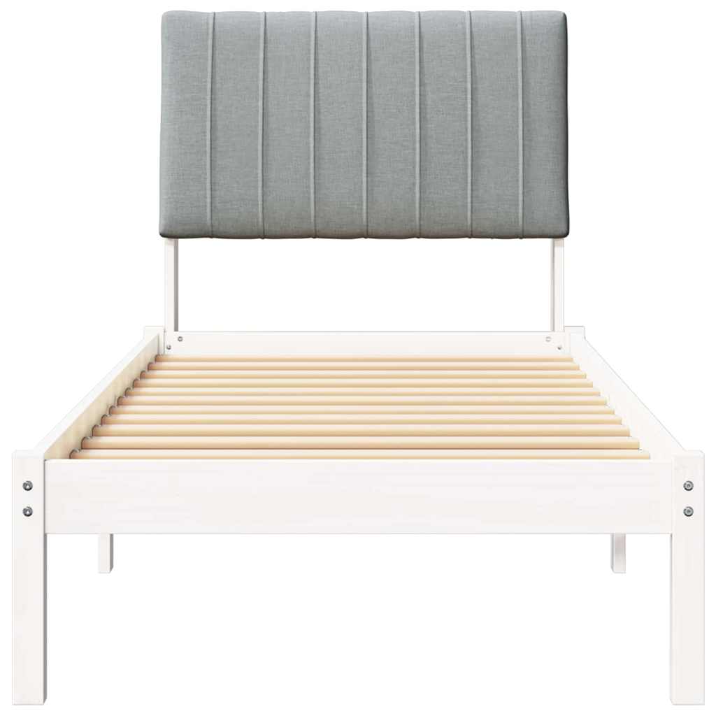 Bedframe met hoofdeinde Wit 75 x 190 cm Stof
