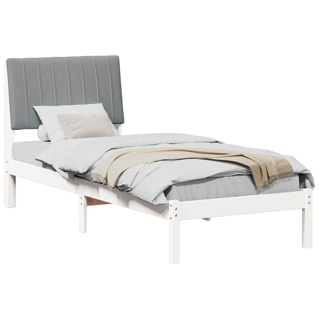 Bedframe met hoofdeinde Wit 75 x 190 cm Stof