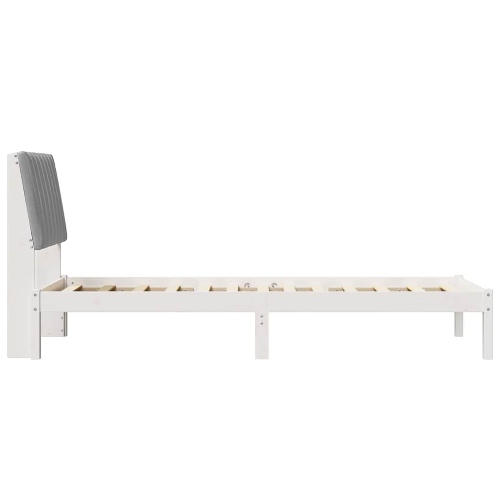 Bedframe met hoofdeinde Wit 75 x 190 cm Stof