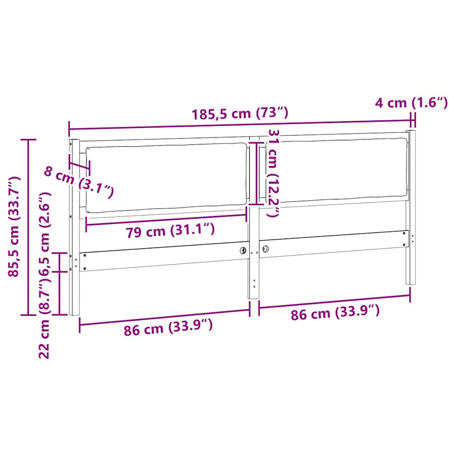 Hoofdbord Anders Bruin 180 cm Massief grenenhout