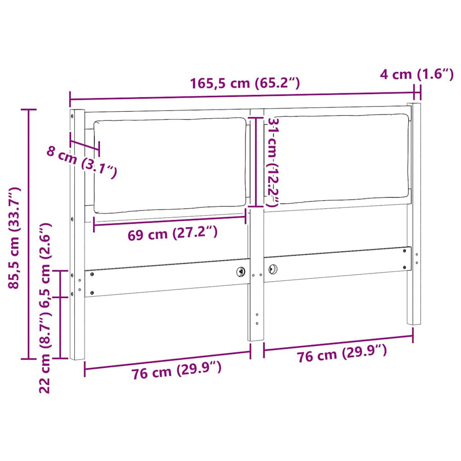 Hoofdbord Anders Wit 160 cm Massief grenenhout