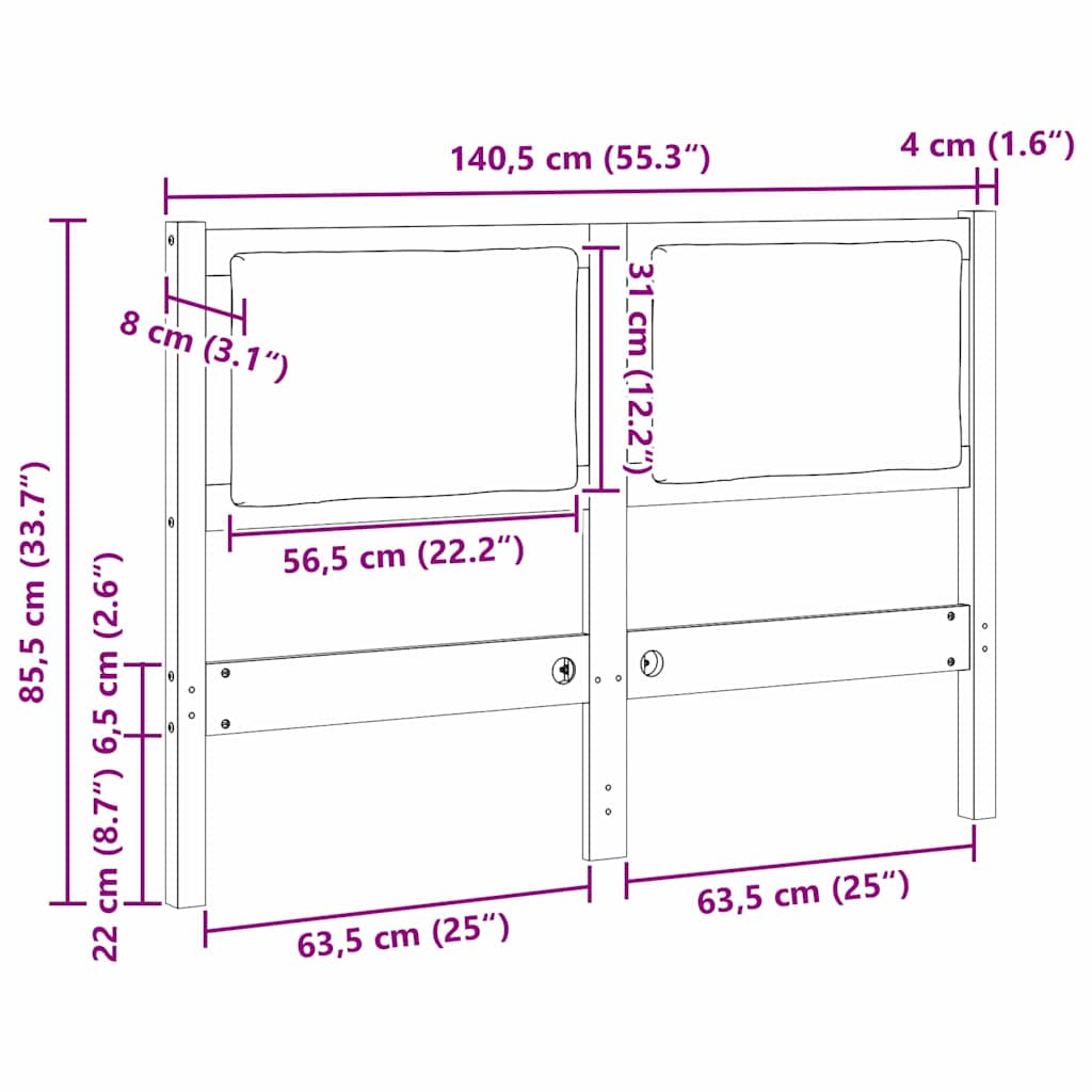 Hoofdbord Anders Bruin 135 cm Massief grenenhout