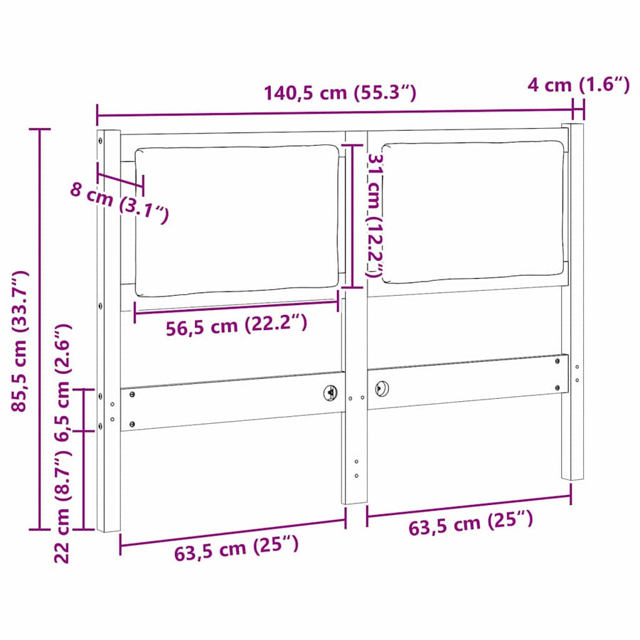 Hoofdbord Anders Bruin 135 cm Massief grenenhout