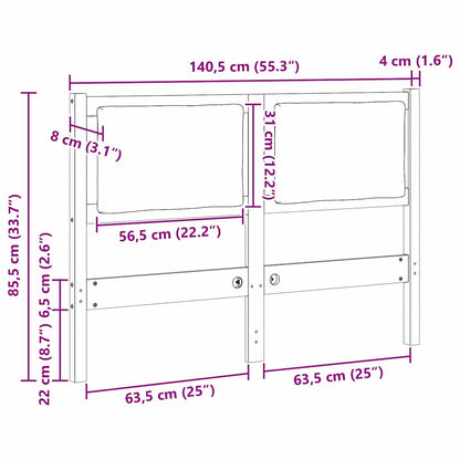 Hoofdbord Anders Wit 135 cm Massief grenenhout