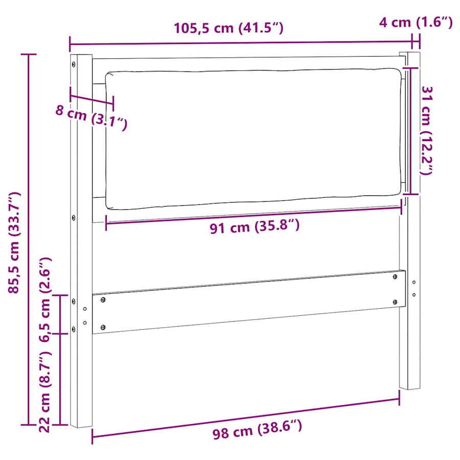 Hoofdbord Anders Bruin 100 cm Massief grenenhout