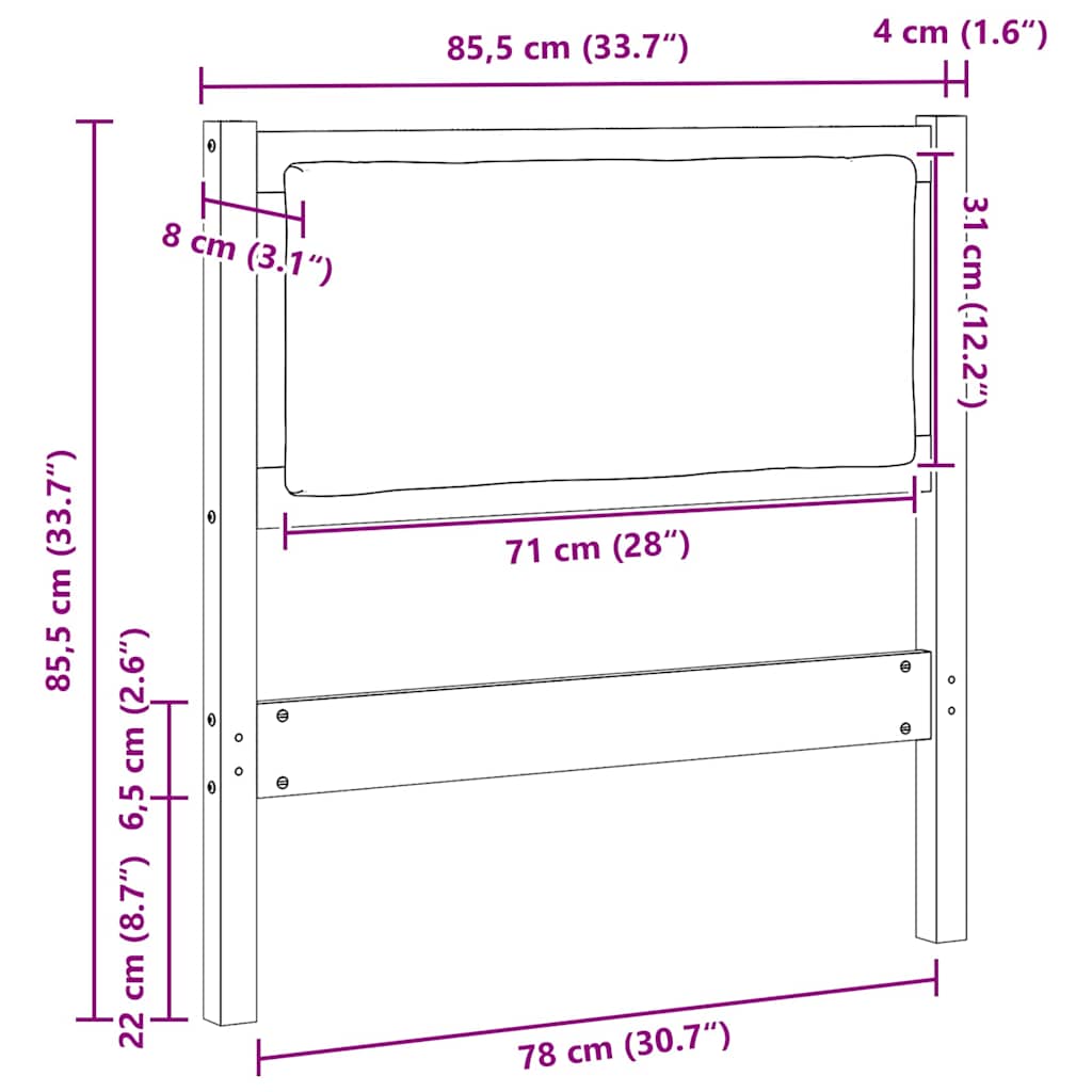 Hoofdbord Anders Wit 80 cm Massief grenenhout