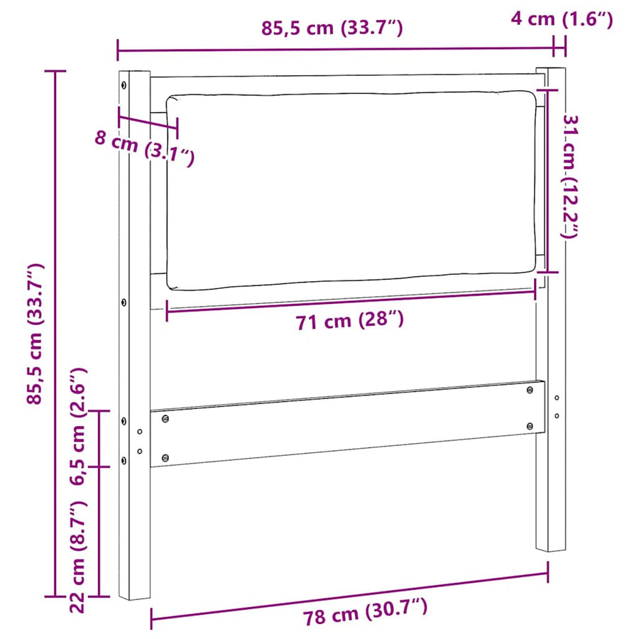 Hoofdbord Anders Wit 80 cm Massief grenenhout