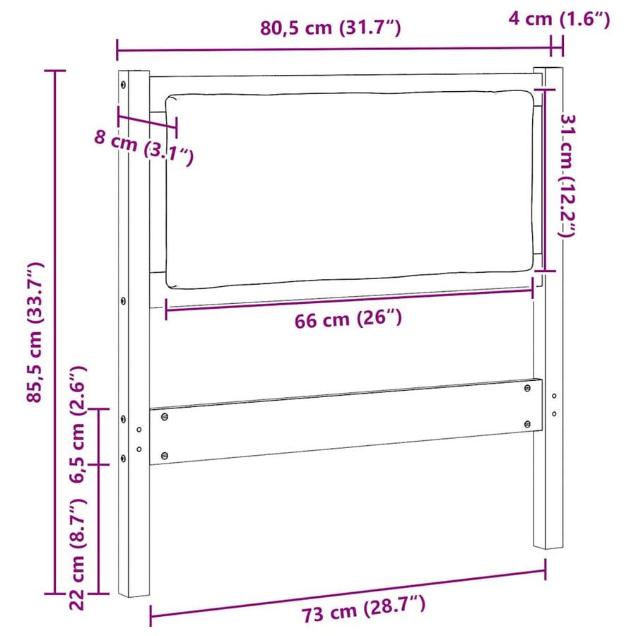 Hoofdbord Anders Bruin 75 cm Massief grenenhout