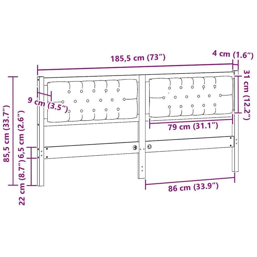 Hoofdbord Anders Bruin en taupe 160 cm Massief grenenhout