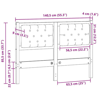 Hoofdbord Anders Bruin en zwart 135 cm Massief grenenhout