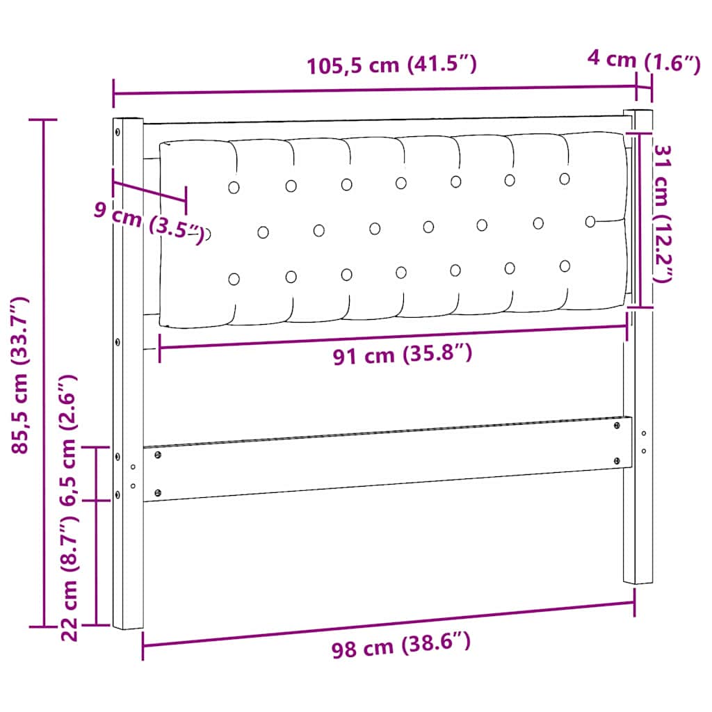 Hoofdbord Anders Bruin en zwart 100 cm Massief grenenhout