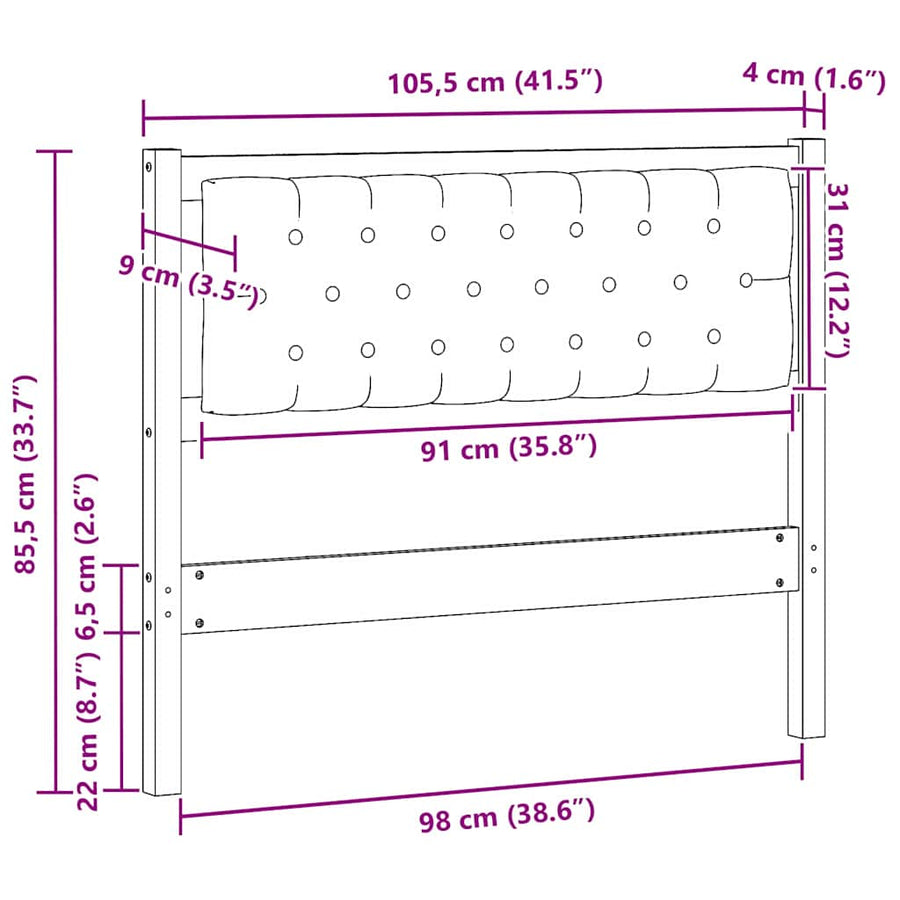 Hoofdbord Anders Bruin en taupe 100 cm Massief grenenhout
