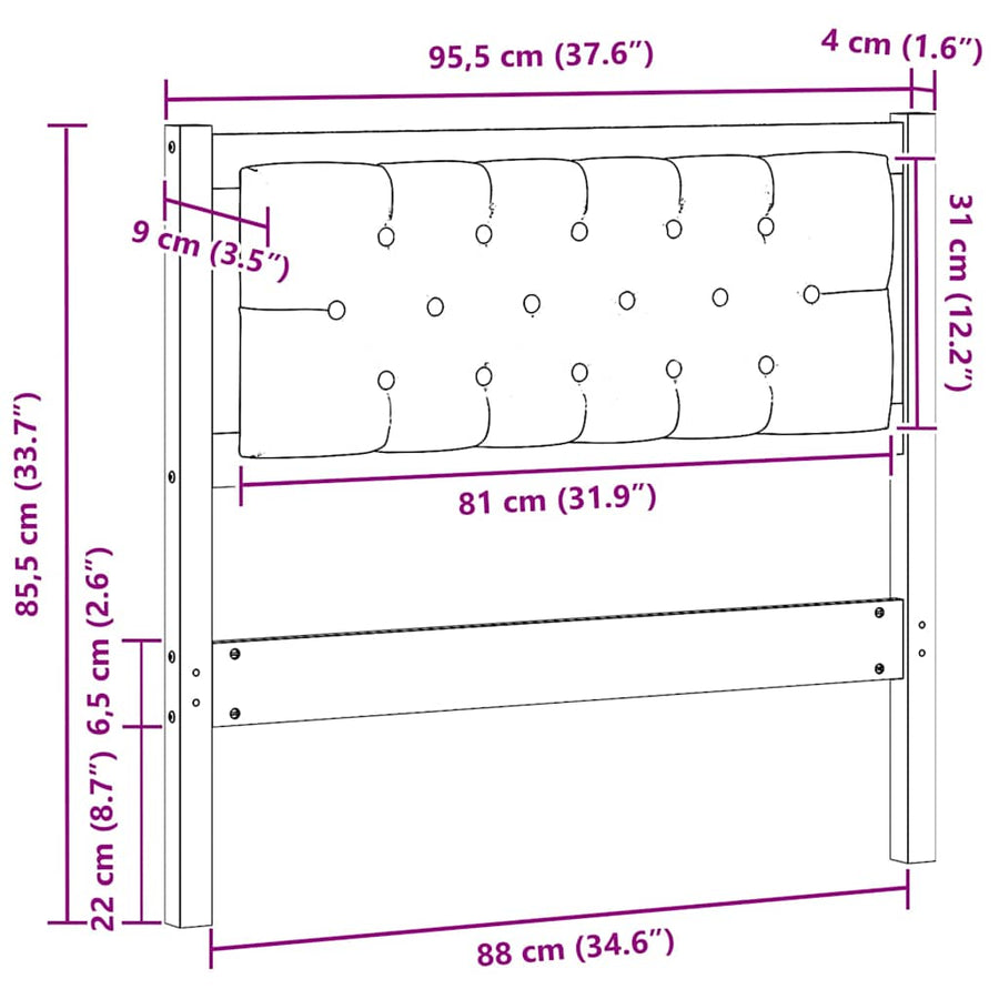 Hoofdbord Anders Bruin en lichtgrijs 90 cm Massief grenenhout