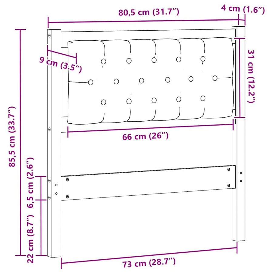 Hoofdbord Anders Bruin en lichtgrijs 75 cm Massief grenenhout