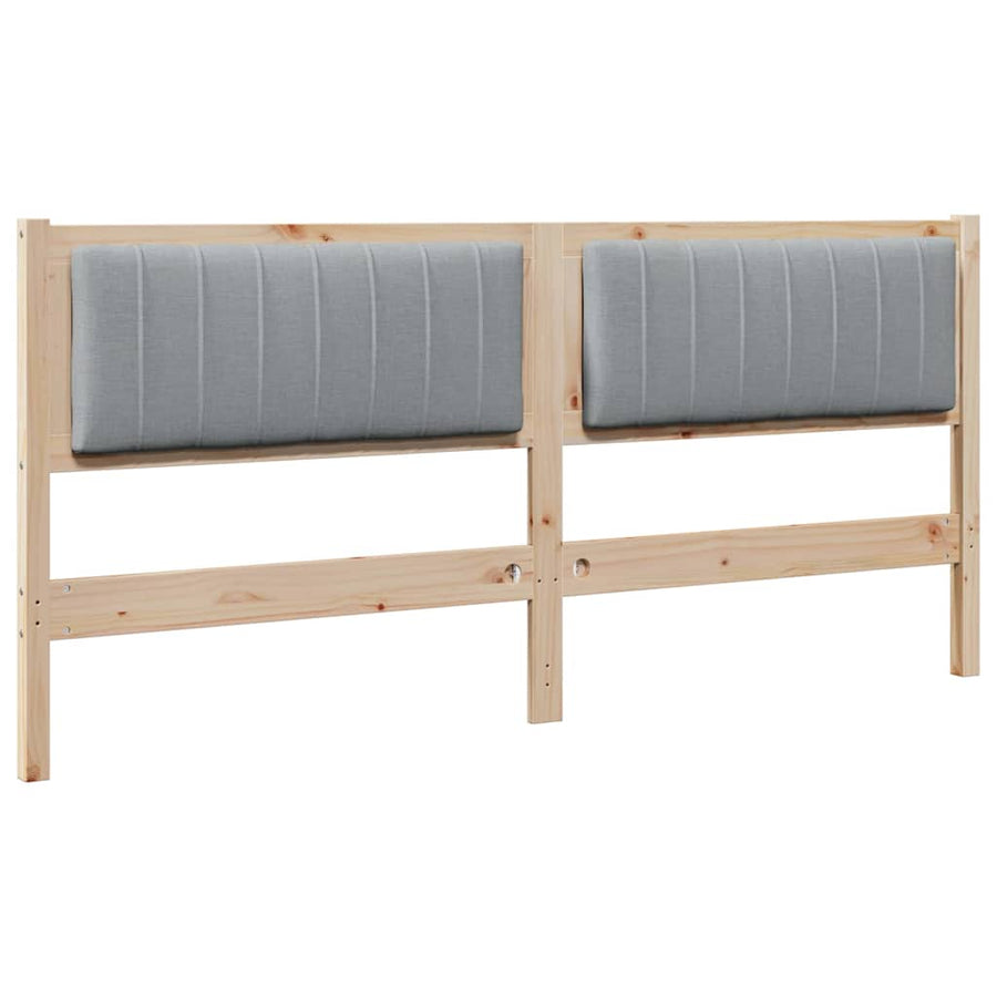 Gestoffeerd hoofdbord Bruin 180 cm Massief pijnhout en stof