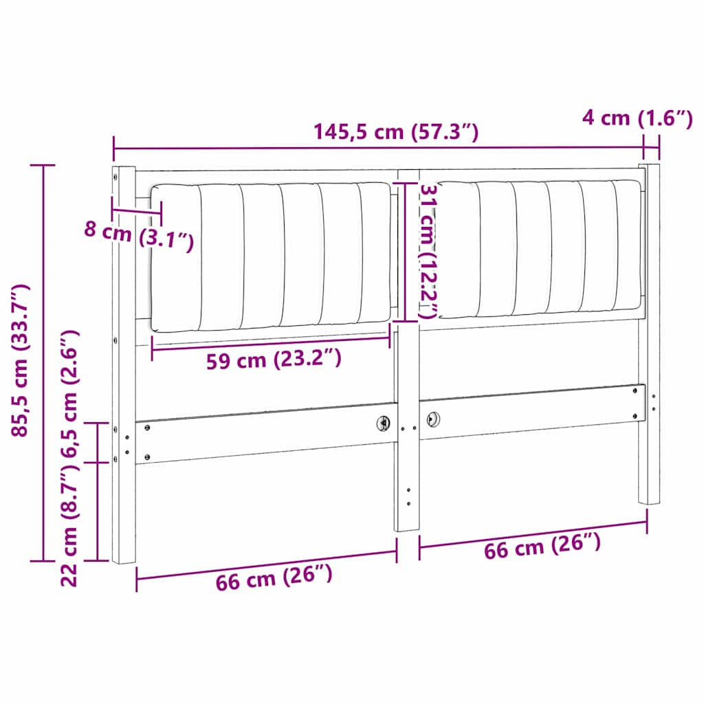 Gestoffeerd hoofdbord Bruin 140 cm Massief pijnhout en stof