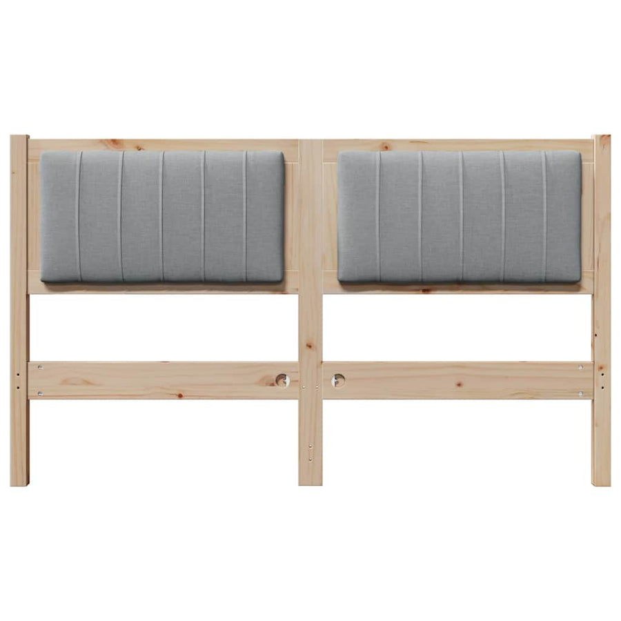 Gestoffeerd hoofdbord Bruin 135 cm Massief pijnhout en stof
