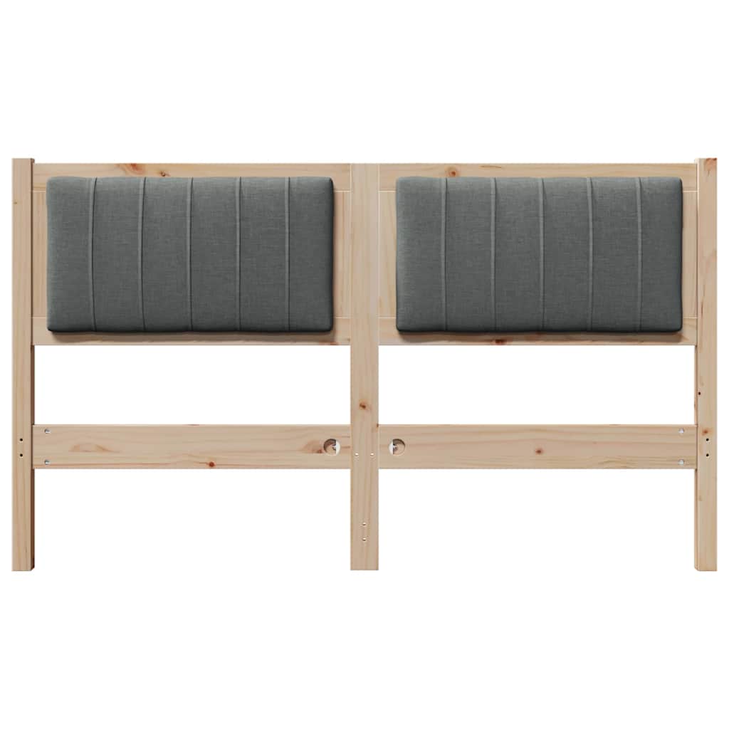 Gestoffeerd hoofdbord Bruin 135 cm Massief pijnhout en stof