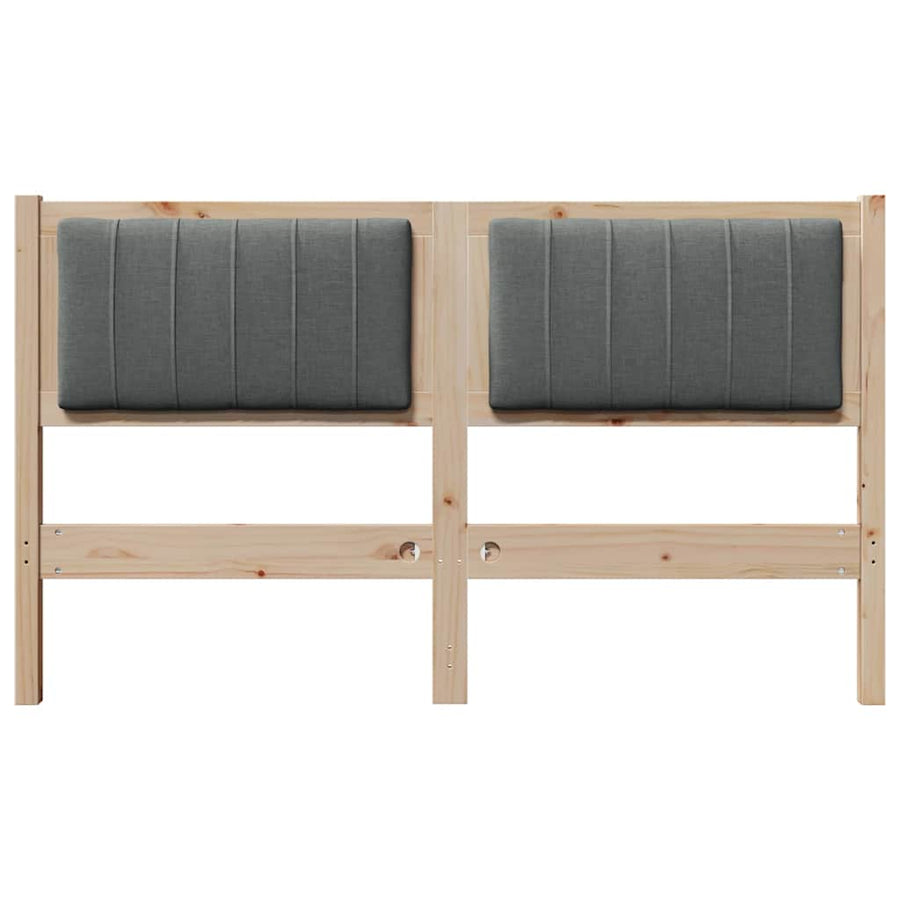 Gestoffeerd hoofdbord Bruin 135 cm Massief pijnhout en stof