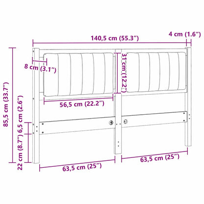 Gestoffeerd hoofdbord Bruin 135 cm Massief pijnhout en stof
