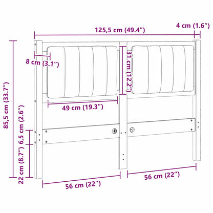 Gestoffeerd hoofdbord Bruin 120 cm Massief pijnhout en stof
