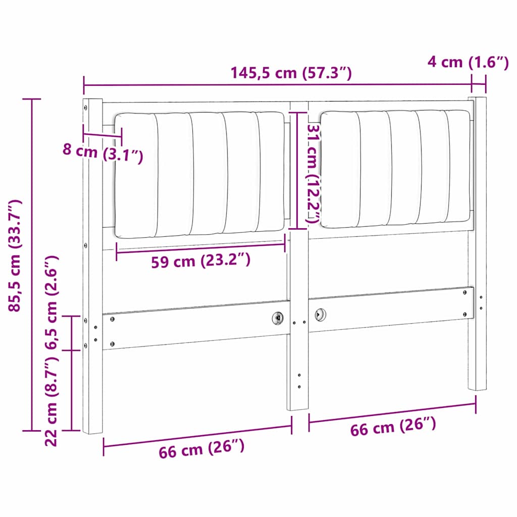 Gestoffeerd hoofdbord Bruin 120 cm Massief pijnhout en stof