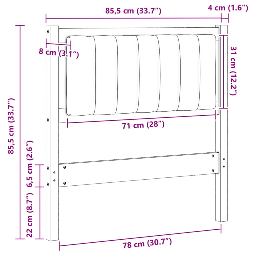 Gestoffeerd hoofdbord Bruin 80 cm Massief pijnhout en stof