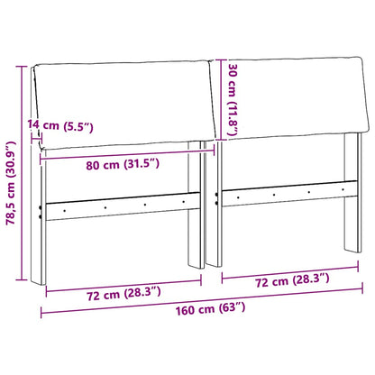 Gestoffeerd hoofdbord Lichtgrijs 160 cm Massief grenenhout