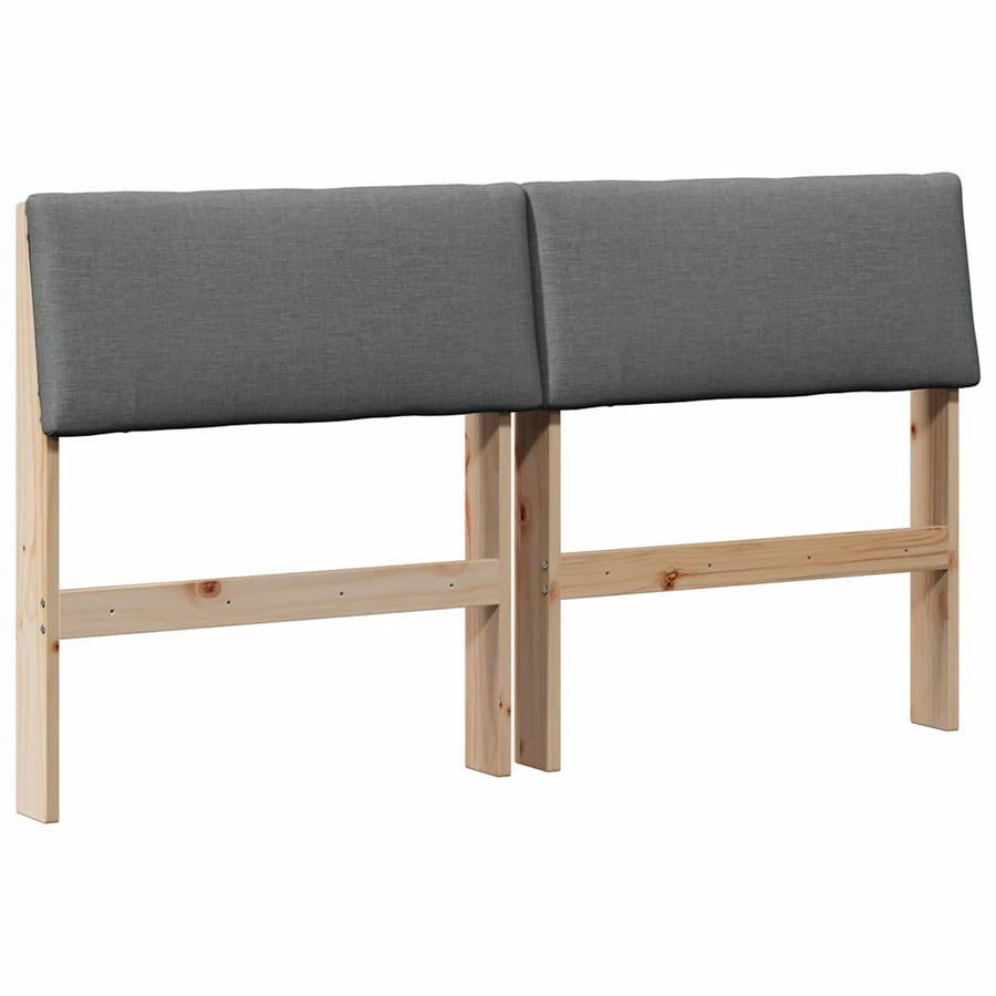 Gestoffeerd hoofdbord Donkergrijs 150 cm Massief grenenhout
