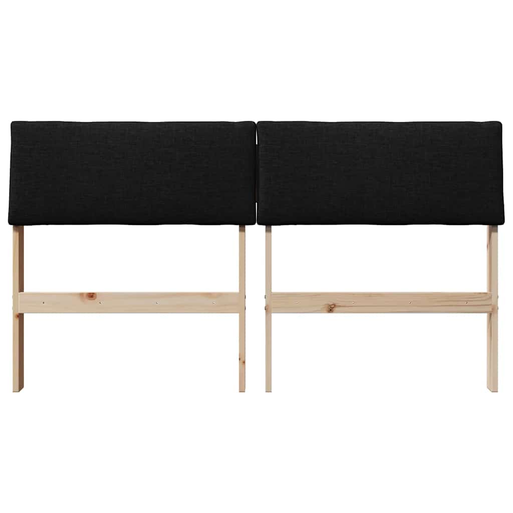 Gestoffeerd hoofdbord Zwart 140 cm Massief grenenhout