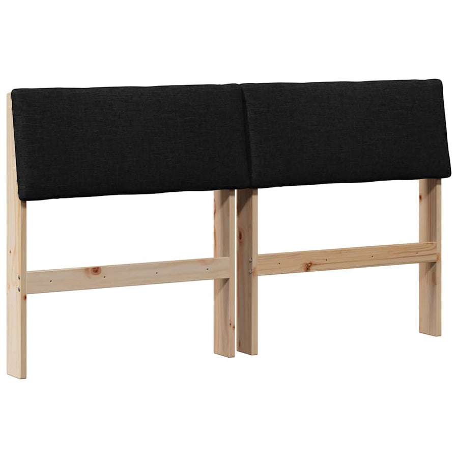 Gestoffeerd hoofdbord Zwart 135 cm Massief grenenhout