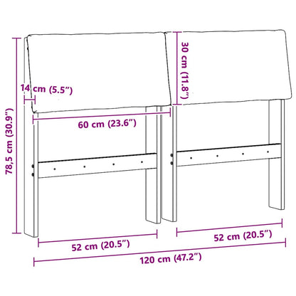 Gestoffeerd hoofdbord Taupe 120 cm Massief grenenhout