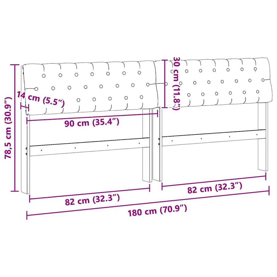 Gestoffeerd hoofdbord Lichtgrijs 180 cm Massief grenenhout