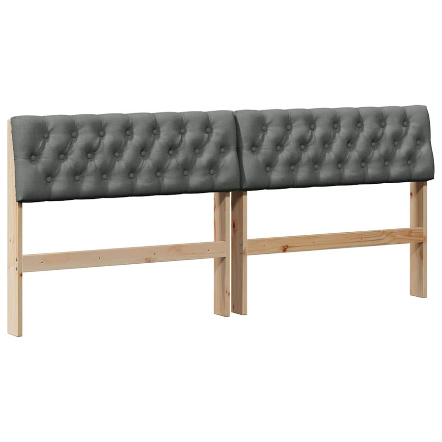 Gestoffeerd hoofdbord Donkergrijs 180 cm Massief grenenhout
