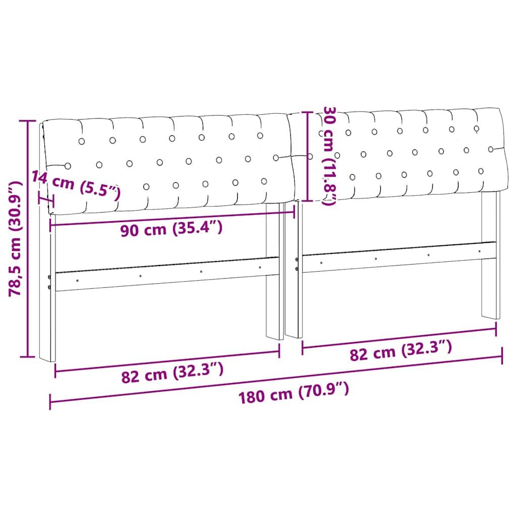 Gestoffeerd hoofdbord Donkergrijs 180 cm Massief grenenhout
