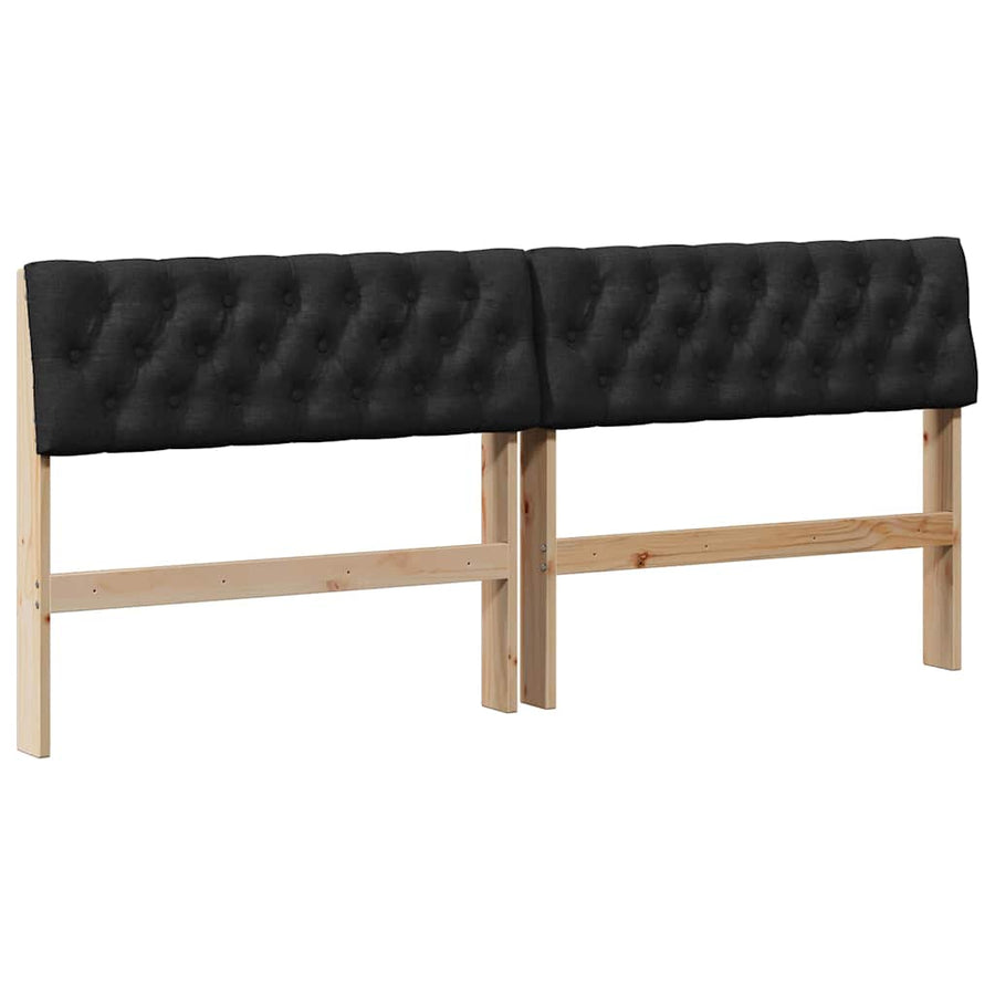 Gestoffeerd hoofdbord Zwart 180 cm Massief grenenhout