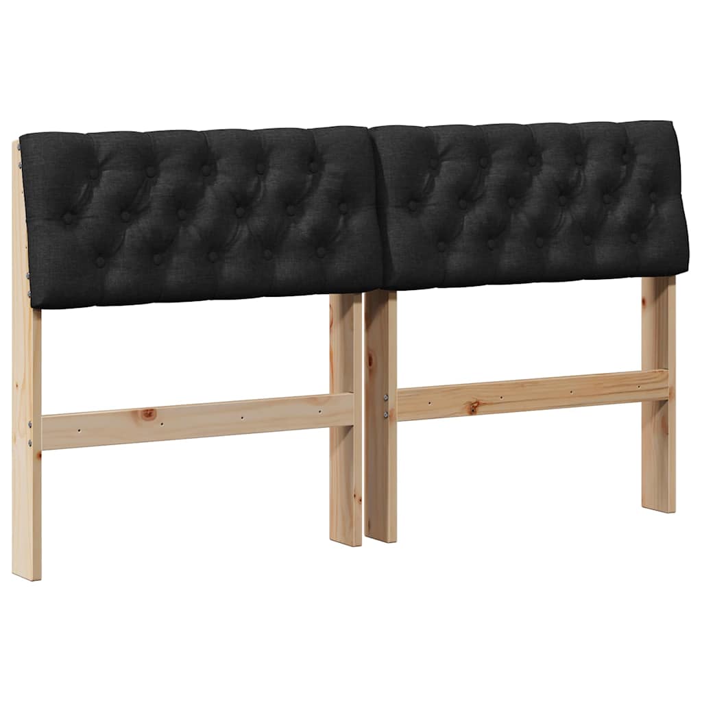 Gestoffeerd hoofdbord Zwart 160 cm Massief grenenhout