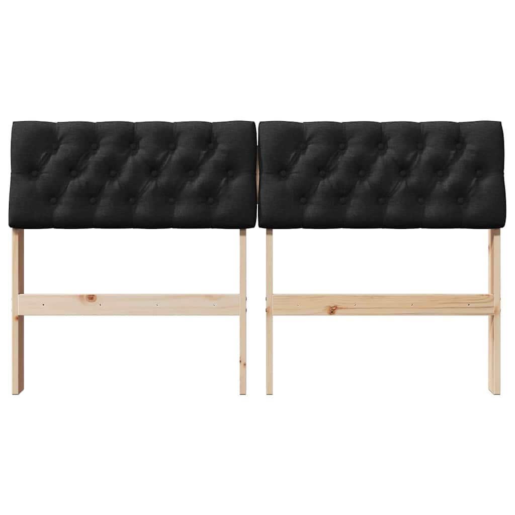 Gestoffeerd hoofdbord Zwart 160 cm Massief grenenhout