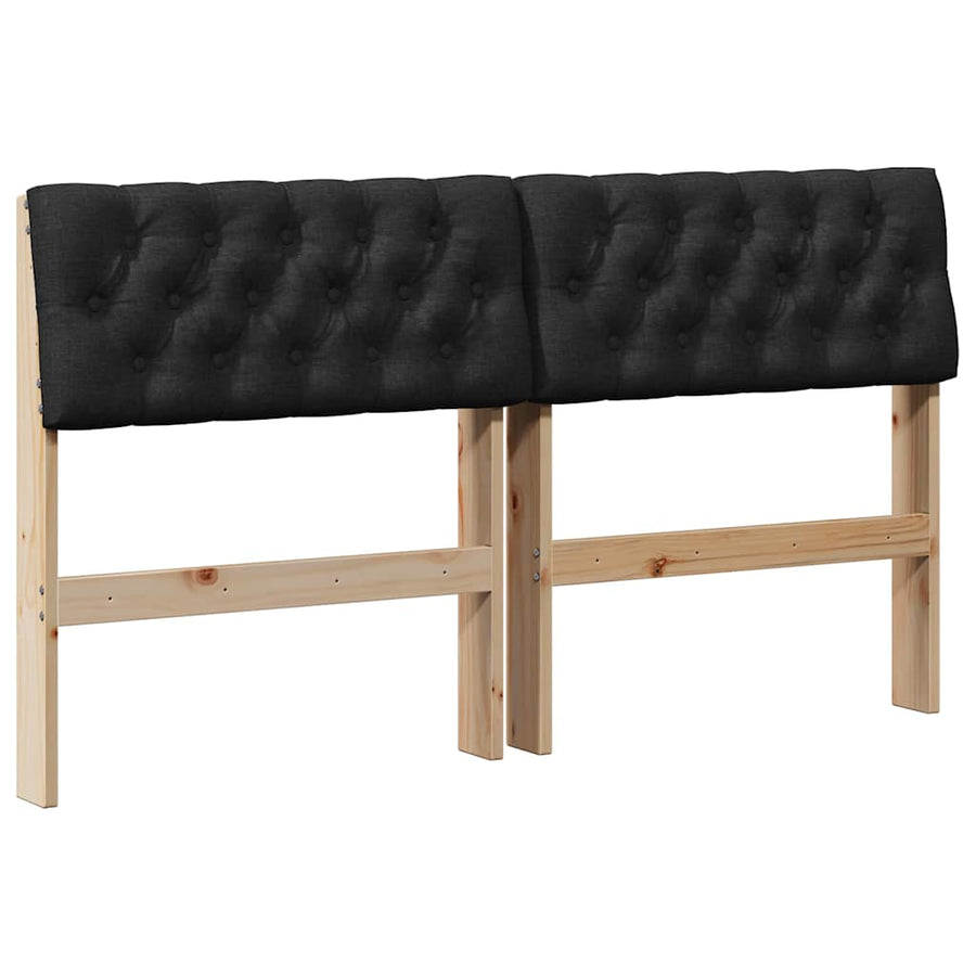 Gestoffeerd hoofdbord Zwart 150 cm Massief grenenhout