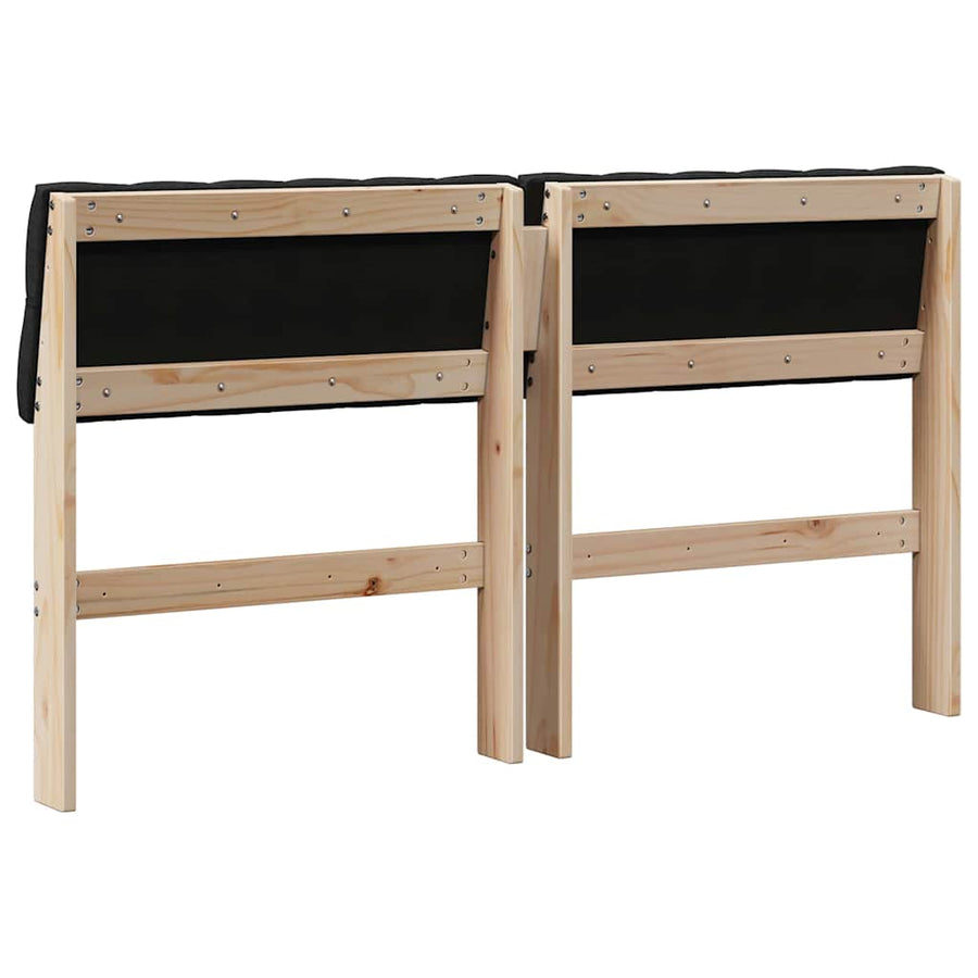 Gestoffeerd hoofdbord Zwart 150 cm Massief grenenhout