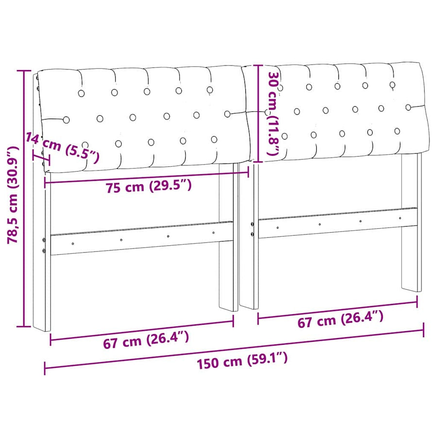 Gestoffeerd hoofdbord Zwart 150 cm Massief grenenhout